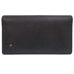 Chanel Camellia 13 Series Leather Black Coco Mark Long Wallet 1938CHANEL